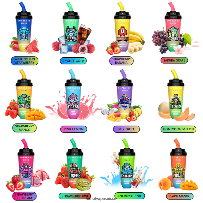 Fumot Supbliss Bingo Dispositif à dosettes jetables de 16 ml 8000 (1 pièce) 24LD408 glace à la fraise - Fumot Vape Sale