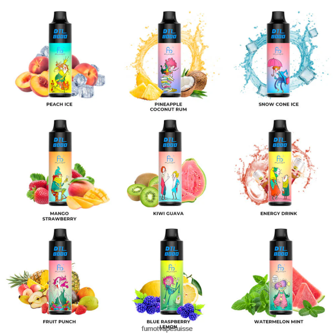 Fumot DTL Stylo vape jetable 8000 - 16 ml (1 pièce) 24LD414 menthe cassis - Fumot Vape Nicotine