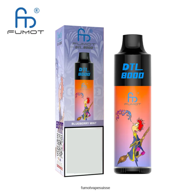 Fumot DTL Stylo vape jetable 8000 - 16 ml (1 pièce) 24LD414 menthe cassis - Fumot Vape Nicotine