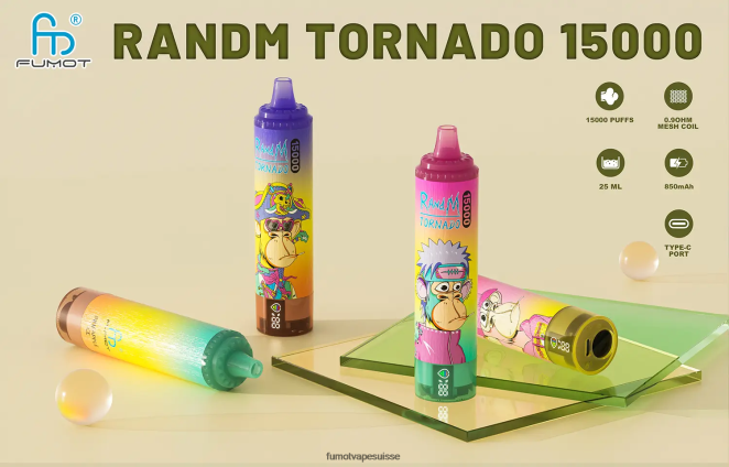 Fumot Tornado 15000 vape jetable 25ml (1 pièce) 24LD158 pomme pêche poire - Fumot Vape Sale