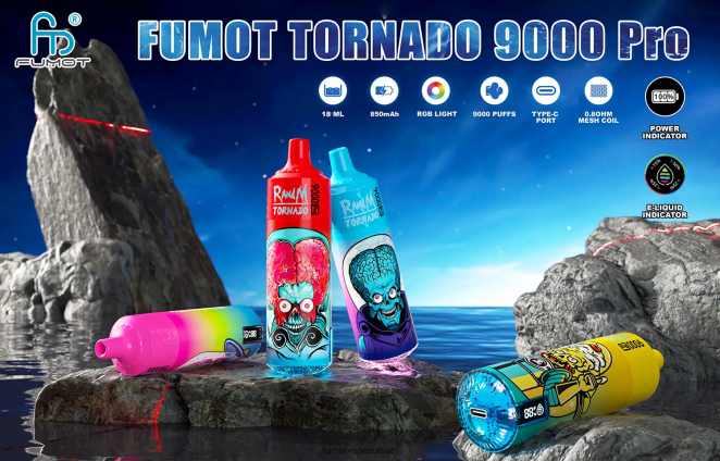 Fumot Tornado 1 pièce 9000 pro 18 ml de vape jetable 24LD217 glace à la goyave - Fumot Puff Avis